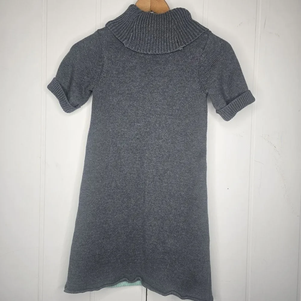 Gymboree Sweater Dress Kids 9 Gray Sequin Chevron Cowl‎ Preppy Holiday Sparkle